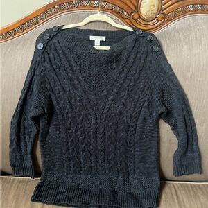 Vintage America Black Button-Shoulder Sweater